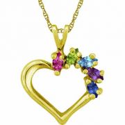 Custom Marquise Gemstone Heart Necklace in 14K Yellow Gold