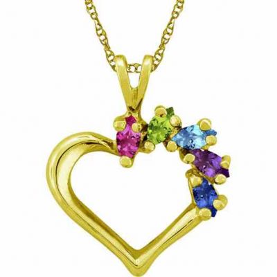 Custom Marquise Gemstone Heart Necklace in 14K Yellow Gold -  - ML-F112Y