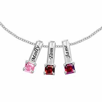 Custom Mother s Necklace with 3 Birthstone Pendants in Sterling Silver -  - JAPD-MP71122-3-SS