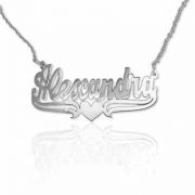 Custom Name Jewelry Necklace with Heart in Sterling Silver