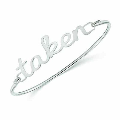 Custom Name or Word Bangle Bracelet in Sterling Silver -  - QGBR-XNA627SS