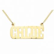 Custom Name Pendant, 14K Solid Yellow Gold, Chloe Design