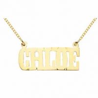 Custom Name Pendant, 14K Solid Yellow Gold, Chloe Design