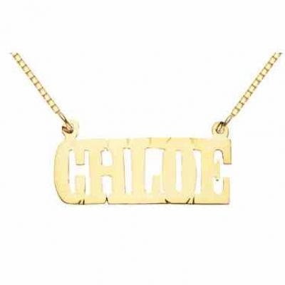 Custom Name Pendant, 14K Solid Yellow Gold, Chloe Design -  - NP-127-32