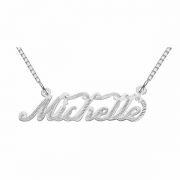 Custom Name Pendant, 14K Solid White Gold, Michelle Design