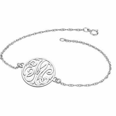 3-Letter Script Silver Monogram Bracelet -  - STLBR-86006-SS