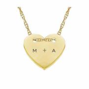 Custom Small Initial Heart Necklace, 14K Yellow Gold