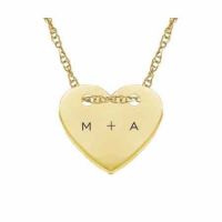 Custom Small Initial Heart Necklace, 14K Yellow Gold