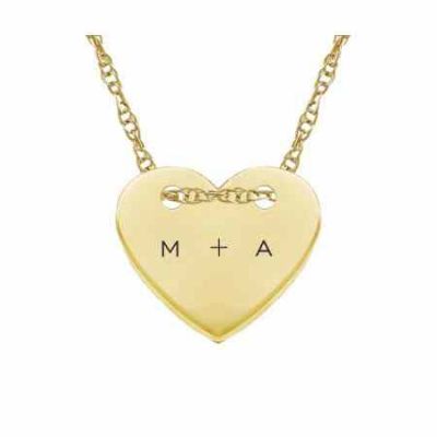 Custom Small Initial Heart Necklace, 14K Yellow Gold -  - MNDL-G157-Y