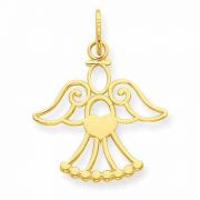 Cut-Out Angel Pendant with Heart, 14K Gold