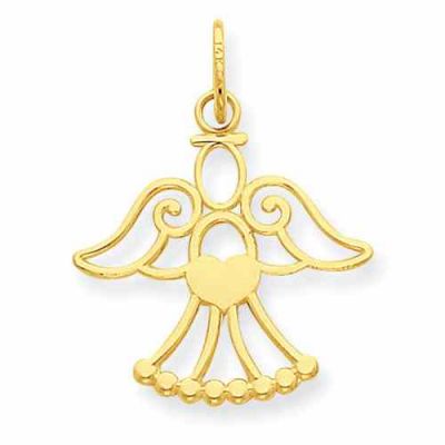 Cut-Out Angel Pendant with Heart, 14K Gold -  - QGPD-XR1211