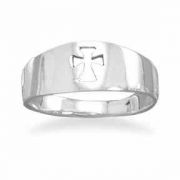 Cut-Out Christian Cross Band Ring, Sterling Silver