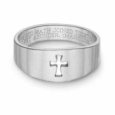 Cut-Out Cross Bible Verse Ring, 14K White Gold -  - BVR-3W