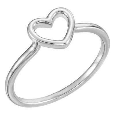 Cut-Out Heart Ring in 14K White Gold -  - STLRG-51638W