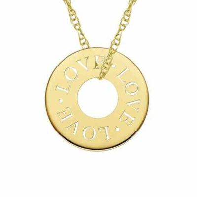 Cut-Out Love Circle Necklace in Gold -  - MNDL-G155-Y