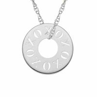 Cut-Out XOXO Circle Necklace in White Gold