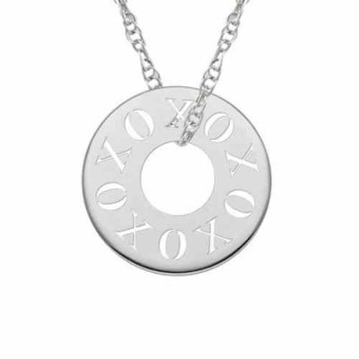 XOXO Circle Necklace in Sterling Silver -  - MNDL-G154-SS