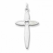 Cutout Heart Cross Pendant, Sterling Silver