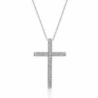 CZ Cross Slide Necklace in Sterling Silver