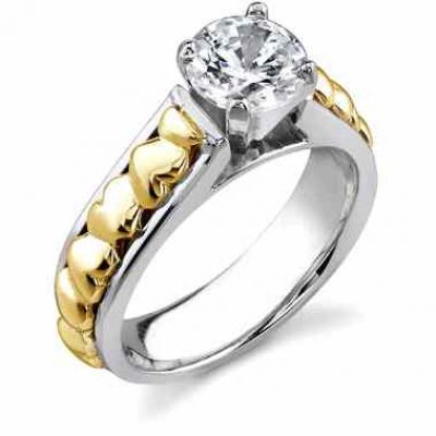 Mounting/Setting Only Heart Engagement Ring, w/o Diamond, 2-Tone Gold -  - EGRSR-300X