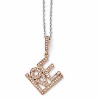 CZ Love Necklace in Rose-Gold Plated Sterling Silver