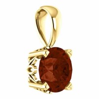 Dark Orange-Red Garnet Solitaire Pendant in 14K Gold