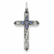 December Birthstone Cross Pendant Sterling Silver