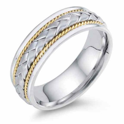 Designer Braided Wedding Band, 14K Two-Tone Gold -  - JDB-514
