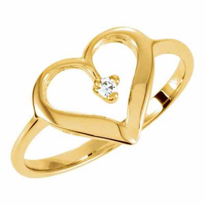 Diamond Accented Heart Ring in Gold -  - STLRG-4178Y