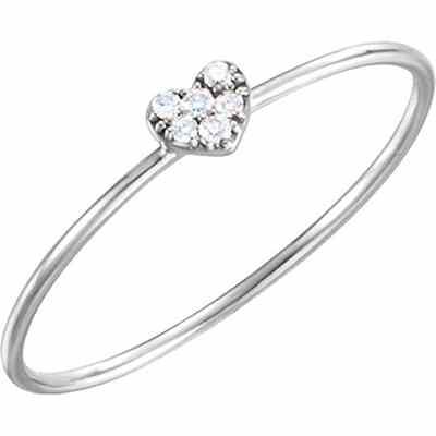 Diamond Cluster Heart Ring, 14K White Gold -  - STLRG-651921W