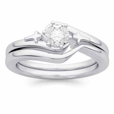 Diamond Cross Christian Wedding and Engagement Ring Set -  - STLEGR-R16651SETW