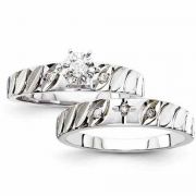 Diamond Cross Engagement Bridal Wedding Ring Set