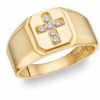 Diamond Cross Ring - 14K Gold
