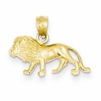 Diamond-Cut Lion Pendant in 14K Gold