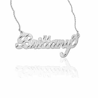 Diamond-Cut Name Jewelry Pendant Necklace in White Gold -  - JAPD-NP90580-W
