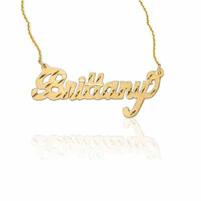 Diamond-Cut Yellow Gold Personalized Name Jewelry Necklace -  - JAPD-NP90580-Y