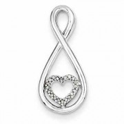 Diamond Heart in Teardrop Pendant, Sterling Silver