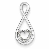 Diamond Heart in Teardrop Pendant, Sterling Silver