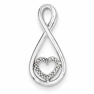 Diamond Heart in Teardrop Pendant, Sterling Silver -  - QGPD-QDX220