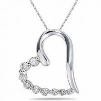 Diamond Heart Journey Necklace in 10K White Gold