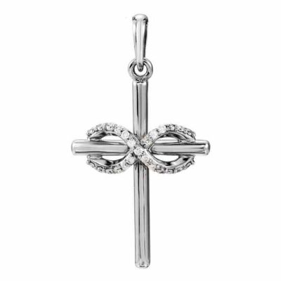 Diamond Infinity Cross Necklace in 14K White Gold -  - STLCR-R42344W
