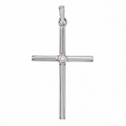 Diamond Solitaire Platinum Cross Necklace