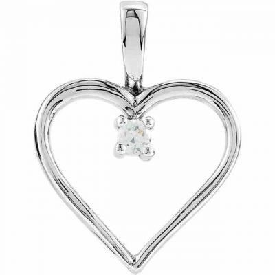 Diamond Solitaire Heart Pendant in White Gold -  - STLPD-80021W