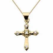 Diamond Sword Cross Pendant, 14K Yellow Gold