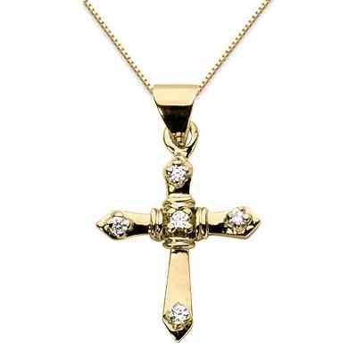 Diamond Sword Cross Pendant, 14K Yellow Gold -  - USCR-RPD499Y