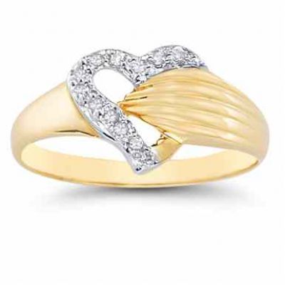 Diamond Wrap Heart Ring in 14K Yellow Gold -  - SHR-S15-18