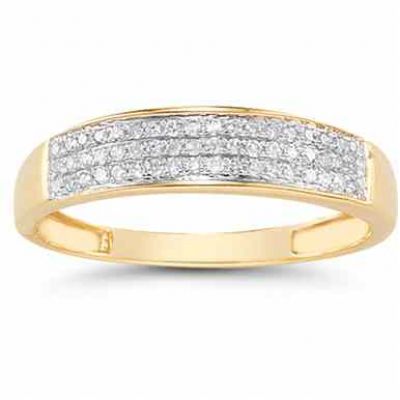 Domed Women s Diamond Wedding Band in 14K Gold -  - SHR-E11-FROT38-53