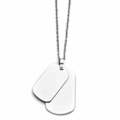 Double Dog Tag Necklace in Stainless Steel -  - QGPD-SRN1394
