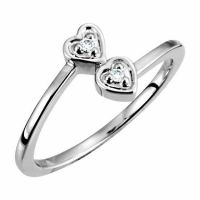 Double Heart Bypass Ring in 14K White Gold