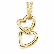Double Heart Pendant, 14K Yellow Gold